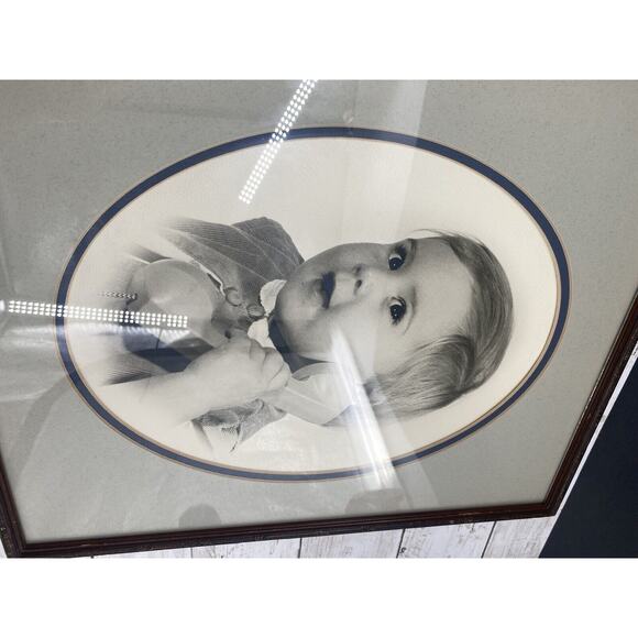Antique Baby Telephone Photo | 1920s Black White Framed Photography Nursery Art - Picture 11 of 12